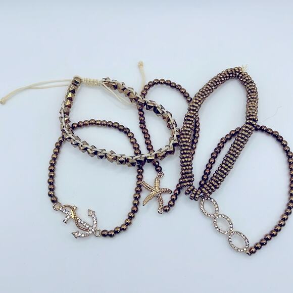 Nautical Gold Toned Beaded Bracelet Set - Picture 11 of 11